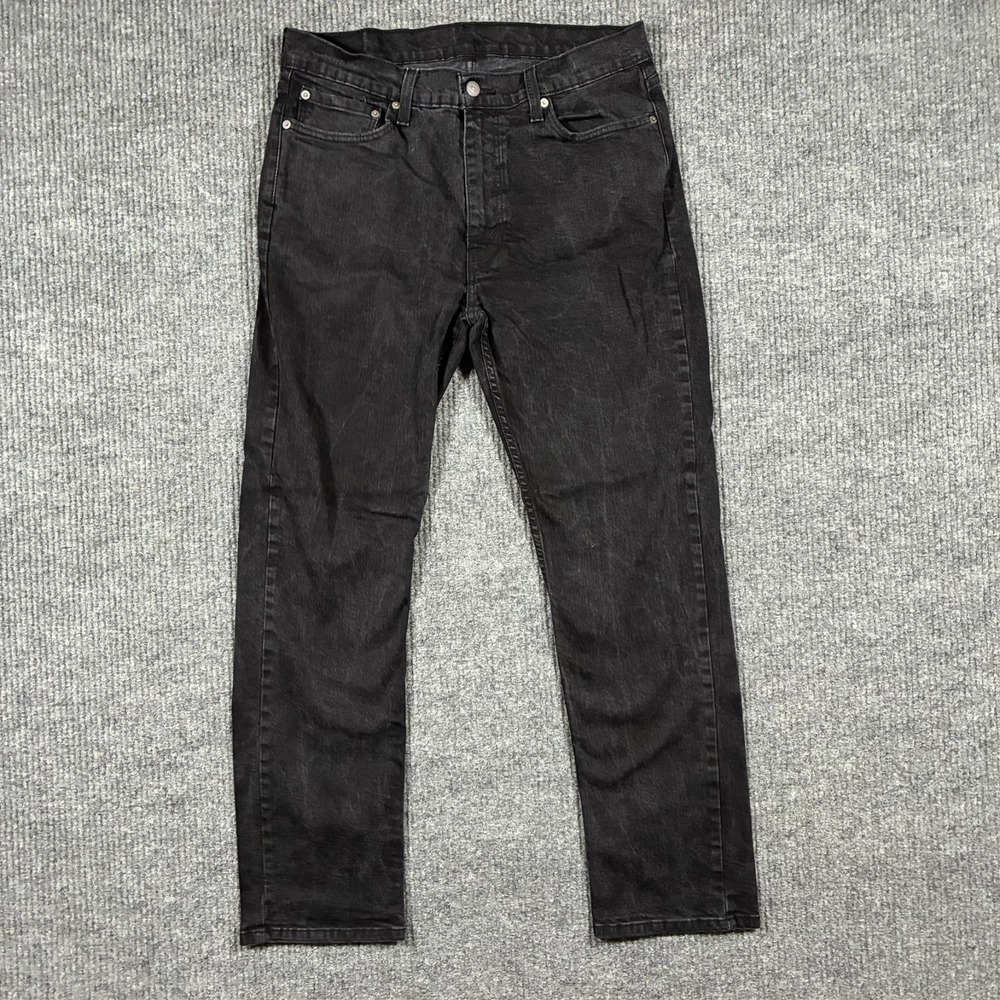 Levis 514 Mens Straight Leg Jeans Size 36x32 Black Denim Cotton Stretch Mid Rise
